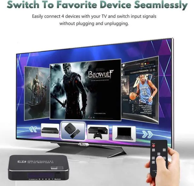 Alt view image 4 of 7 - HDMI Switch, 4K 60Hz HDMI Splitter 5 in 1 Out, 5-Port HDMI Switcher Selector with Remote Control,Supports Full HD 4K HDR10 HDCP 2.2 3D Dolby DST Compatible with Fire Stick,HDTV,PS4 Game - OZQ3-3