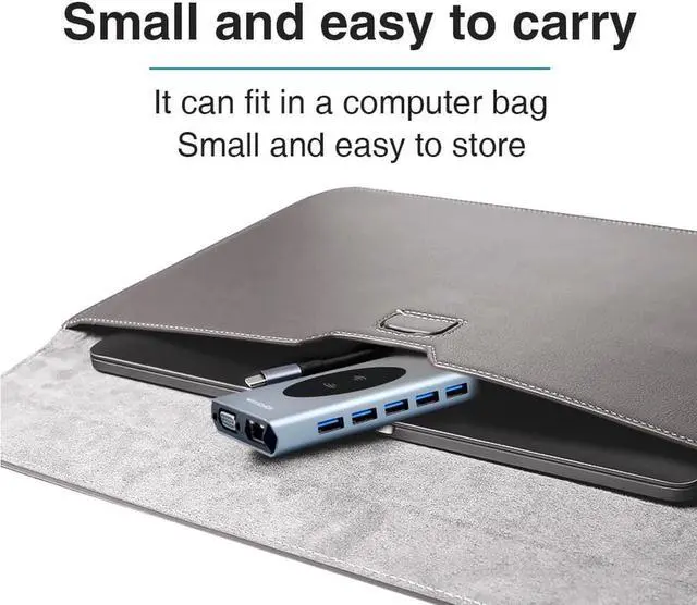 Alt view image 7 of 7 - USB C Hub, Multiport Adapter USB C Dongle for MacBook Pro, 14 in 1 USB C to Dual HDMI Adapter with Ethernet VGA PD Port 5xUSB3.0 SD/TF Card Reader Wireless Charging and 3.5mm Audio for Type C Laptops