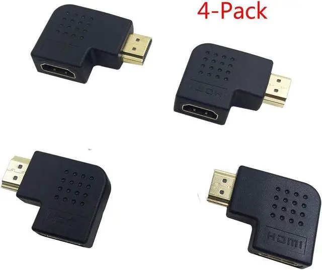 Main image of Flat Left & Right 270 & 90 Degree Angled Male to Female HDMI Adapter Coupler, HDMI to HDMI Converter, 4K 3D HDMI Extender for 1080P HDTV PC HDMI Port Device, 4-Pack