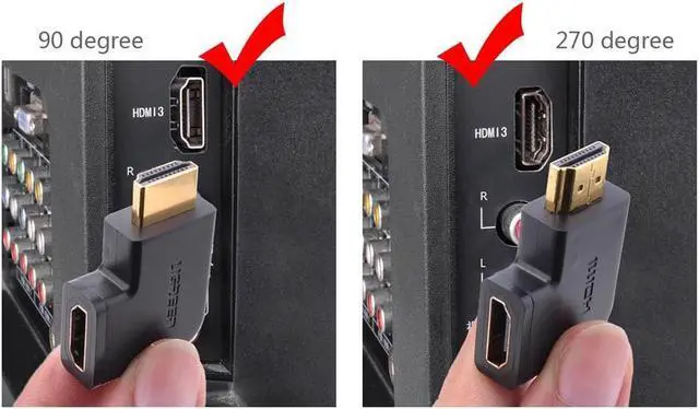 Alt view image 3 of 7 - Flat Left & Right 270 & 90 Degree Angled Male to Female HDMI Adapter Coupler, HDMI to HDMI Converter, 4K 3D HDMI Extender for 1080P HDTV PC HDMI Port Device, 4-Pack