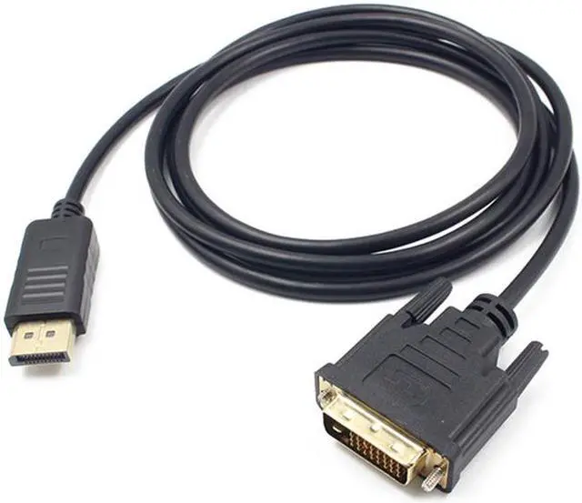 Alt view image 7 of 7 - DisplayPort to DVI Adapter, Dp Display Port to DVI Converter Male to Male Gold-Plated Cord 6 Feet Black Cable for HP and Other Brand