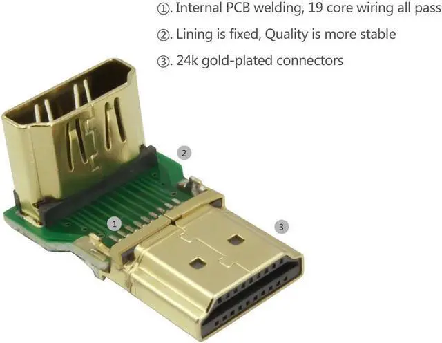 Alt view image 4 of 6 - High Speed HDMI Port Saver Male to Female Adapter Right Angled 90 Degree +270 degree