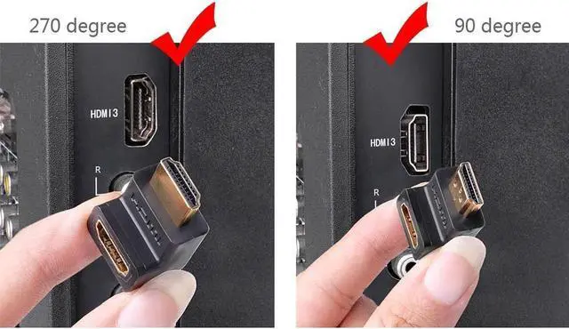 Alt view image 5 of 6 - High Speed HDMI Port Saver Male to Female Adapter Right Angled 90 Degree +270 degree