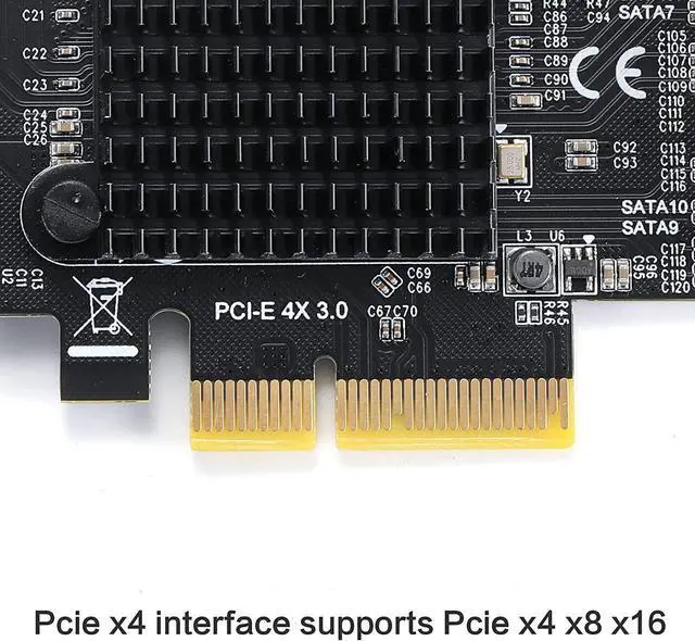 Alt view image 5 of 7 - Vszerda PCIe SATA Controller Card 10 Port with 10 SATA Cables and Low Profile Bracket - 6Gbps SATA 3.0 PCIe Card,Support 10 Port SATA 3.0 Devices