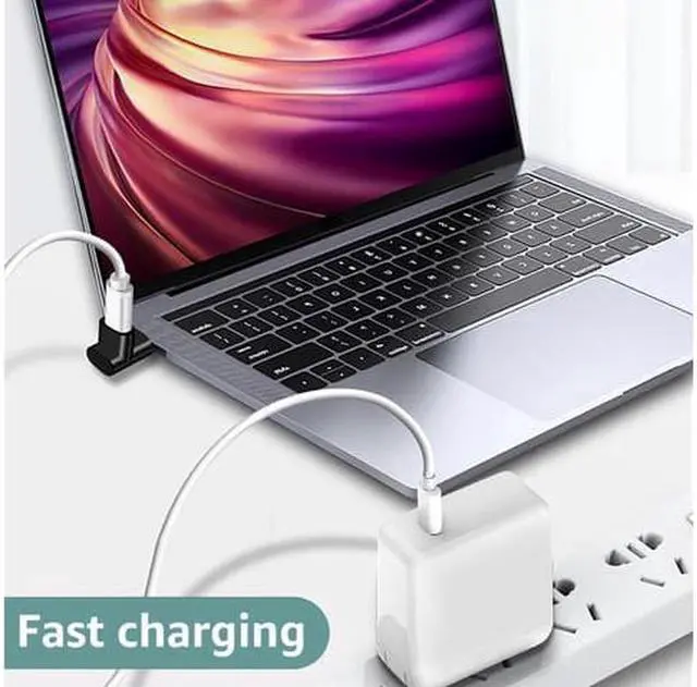 Alt view image 6 of 7 - USB C Adapter 90 Degree Male to Female Type C Adapter Angled Right & Left and Up & Down Extension Connector (2Pack)