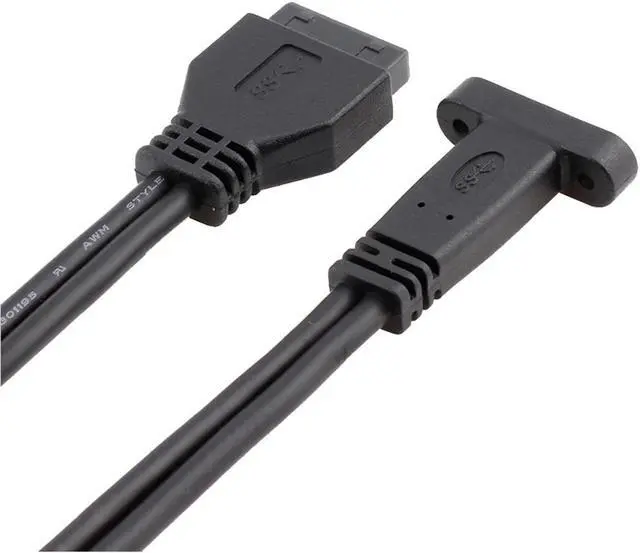 Alt view image 3 of 5 - Desktop 20 Pin Header Female to USB-C Cable with PCIe profile bracket 19Pin to USB Type-C Adapter Cable 50cm