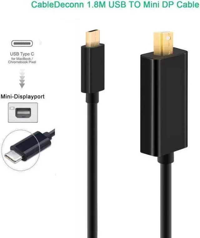 Alt view image 6 of 6 - Type-C USB 3.1 C Thunderbolt to Mini DisplayPort DP 4K Adapter Cable for Macbook