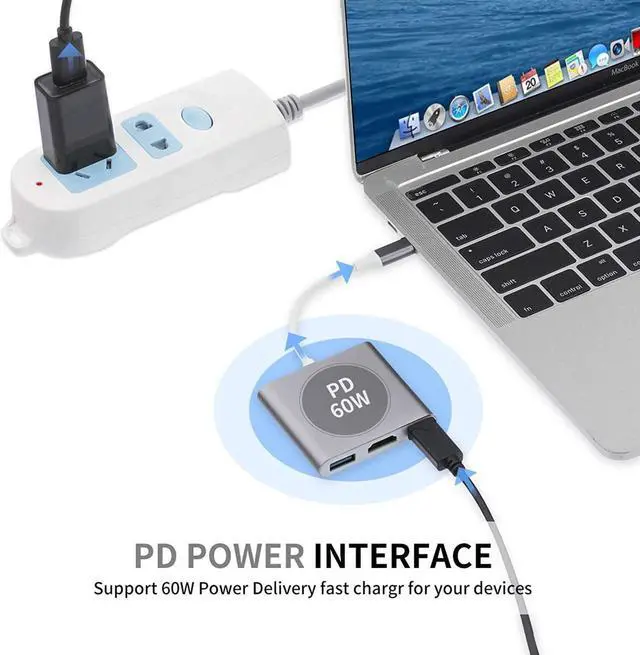 Alt view image 5 of 5 - USB-C to HDMI Adapter, USB 3.1 Type C to HDMI 4K Multiport AV Converter with USB 3.0 Port Mac HDMI Adapter,USB-C Digital AV Multi Port Adapter for MacBook Pro/ S8+/S9+/Projector/Monitor(Gray)