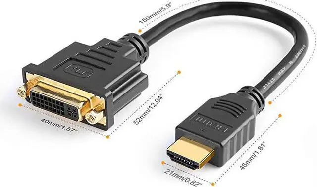 Alt view image 6 of 7 - HDMI to DVI Cable 2Pack 05 Feet HDMI Male to DVI24+1 Female Adapter Cable Gold Plated HDTV to DVI Cable Support 1080P3D 15CM Black