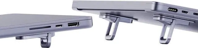 Main image of Laptop Stand Adjustable Height for Desk, Portable Invisible Laptop Riser, Ergonomic Laptop Mount Keyboard Kickstand Aluminum Cooling Pad for MacBook Pro Air, 12-17 inches Tablet Laptop (Grey)