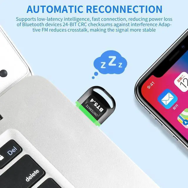 Alt view image 2 of 7 - USB Bluetooth 5.4 Adapter Plug & Play Bluetooth Dongle Receiver Long Range Support Windows 11/10/8.1 for Desktop Laptop PS/Xbox Keyboard Mouse Headset