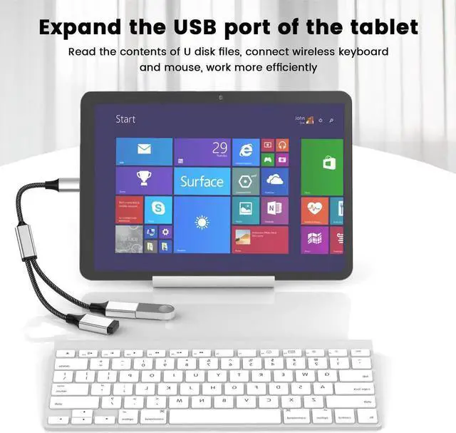 Alt view image 7 of 7 - USB C Male to Dual USB Female Adapter, USB C to USB Splitter, Type C to Two USB A 2.0 OTG Adapter, Multiple Hub for Laptop/Tablet/Telephone/Flash Disk Drive/Gaming Consoles,2 Ports 0.8ft