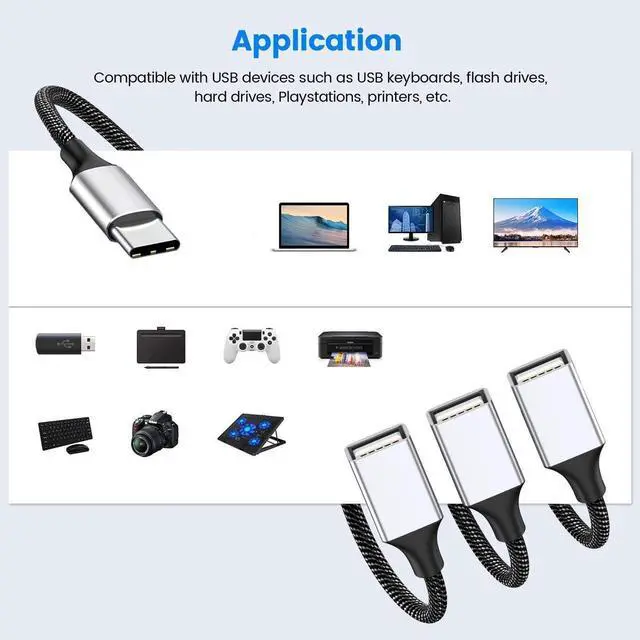 Alt view image 2 of 7 - USB C Male to Dual USB Female Adapter, USB C to USB Splitter, Type C to Two USB A 2.0 OTG Adapter, Multiple Hub for Laptop/Tablet/Telephone/Flash Disk Drive/Gaming Consoles 0.8ft