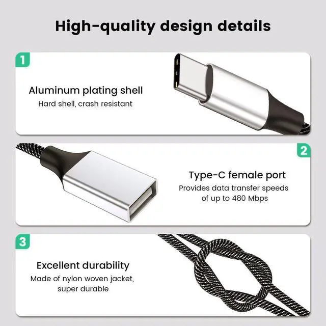 Alt view image 3 of 7 - USB C Male to Dual USB Female Adapter, USB C to USB Splitter, Type C to Two USB A 2.0 OTG Adapter, Multiple Hub for Laptop/Tablet/Telephone/Flash Disk Drive/Gaming Consoles 0.8ft