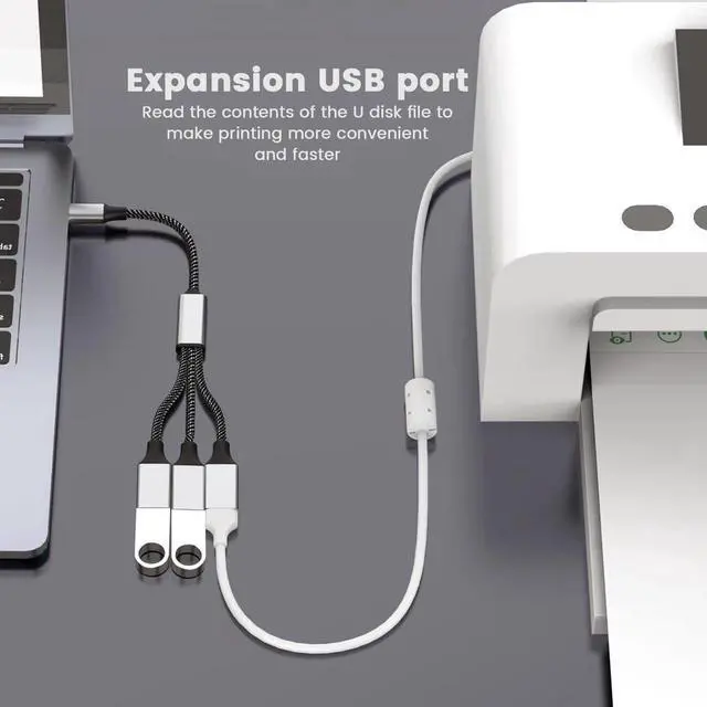 Alt view image 7 of 7 - USB C Male to Dual USB Female Adapter, USB C to USB Splitter, Type C to Two USB A 2.0 OTG Adapter, Multiple Hub for Laptop/Tablet/Telephone/Flash Disk Drive/Gaming Consoles 0.8ft