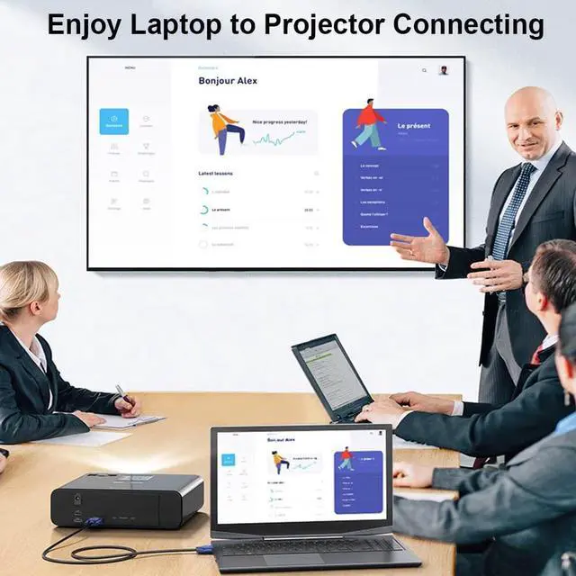 Alt view image 3 of 7 - VGA Cable 5 Feet 5-Pack, Male VGA to VGA Male Monitor Computer Cable Adapter Cord HD15 1080P Full HD High Resolutionfor TV Computer Projector-Blue