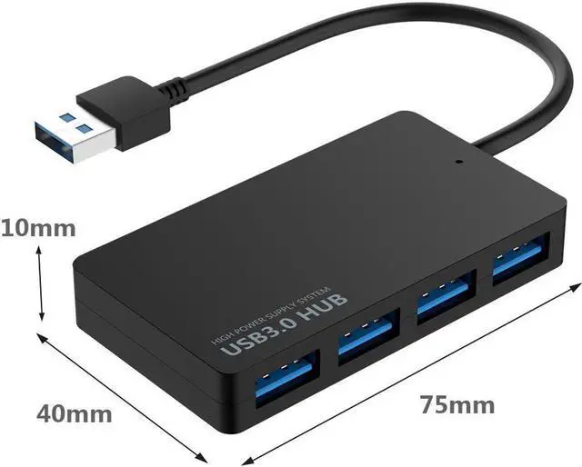 Alt view image 7 of 7 - Vszerda 4-Port USB 3.0 Hub, USB Ultra Slim Data Hub Adapter, Compatible for MacBook Air, Mac Mini, iMac Pro, Microsoft Surface, Ultrabooks,PC, Laptop and Other USB Devices, USB Splitter(Black)