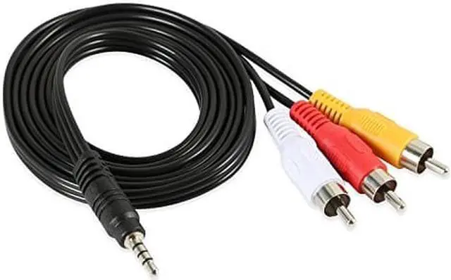 Alt view image 2 of 7 - 3.5mm to 3 RCA Male Plug to RCA Stereo Audio Video Male AUX Cable 5FT Cord