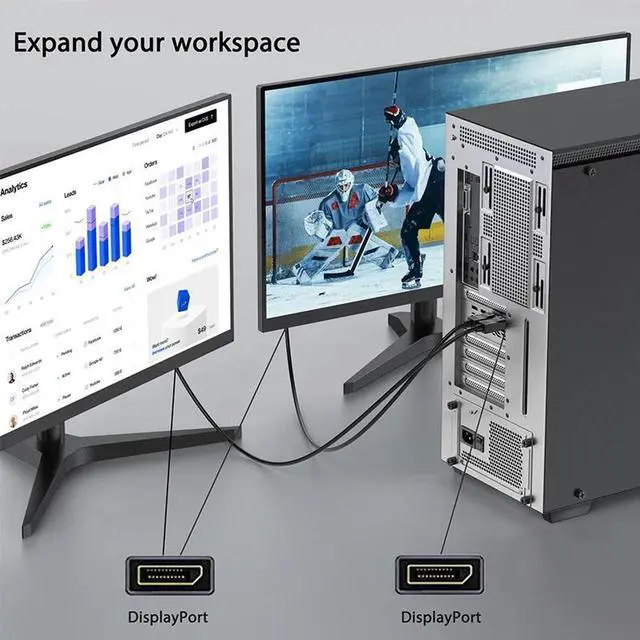 Alt view image 3 of 7 - DisplayPort to DisplayPort Cable 6FT, DP to DP Male to Male Cable Gold-Plated Cord Version DP1.2 4K@60Hz, 2K@165Hz, 2K@144Hz for HP, PC, Laptop, Projector, TV