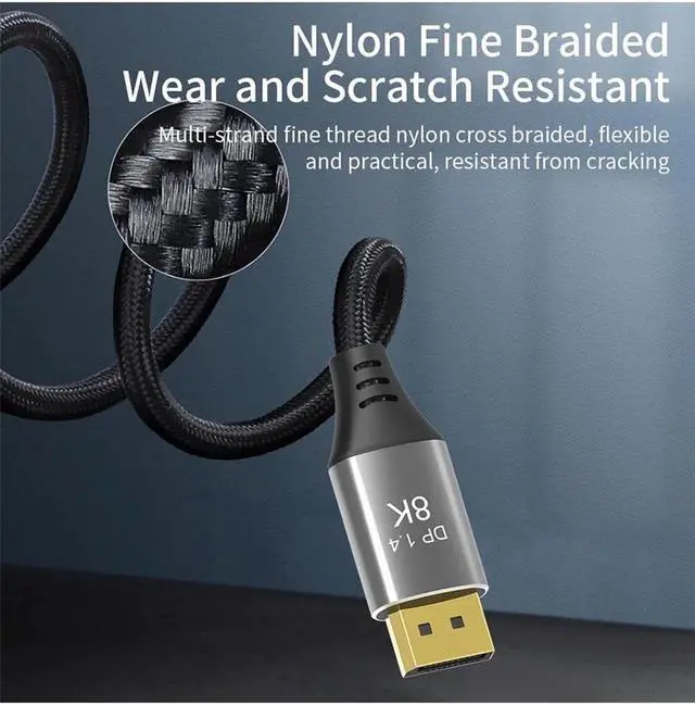 Alt view image 6 of 7 - Mini DP to DisplayPort Cable DP1.4 8K(7680X4320)@60Hz 4K@144Hz DisplayPort Bi-Directional Transmission DisplayPort Cable for Video PC Laptop TV 6.6 ft.