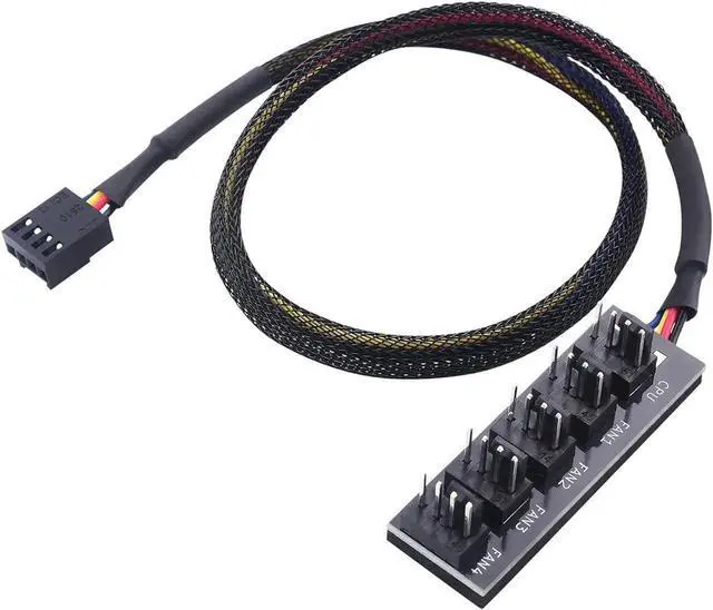 Main image of PC Case PWM Fan Hub (PC Fan Hub) 1-to-5 Way PC Fan Connector Adapter with 16-Inch Fan Cable