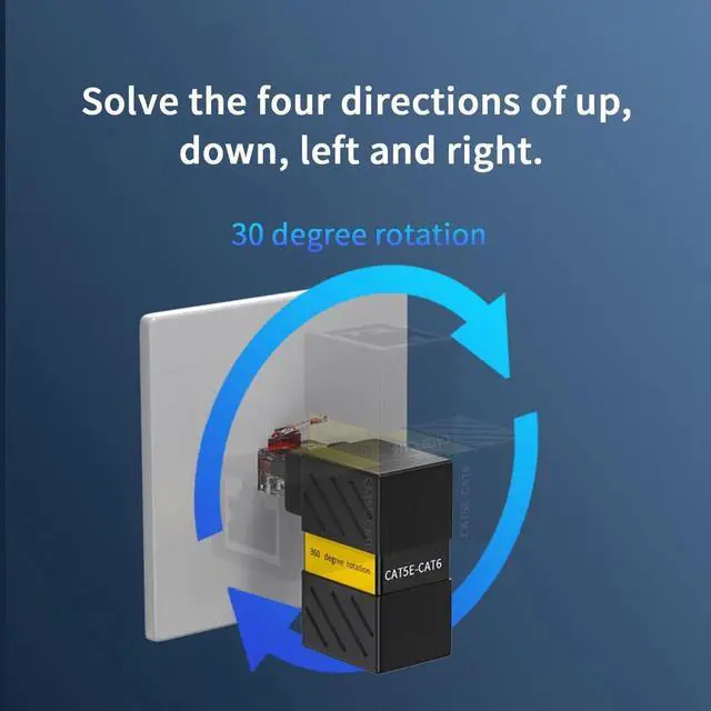 Alt view image 3 of 7 - 2 Pack Cat6 Ethernet Extenders 360° Rotation, Cat5 Cat6 Extension Adapter 90 Degree Right Angle Network LAN RJ45 Male to Female Connector (RJ45 RightAngle)
