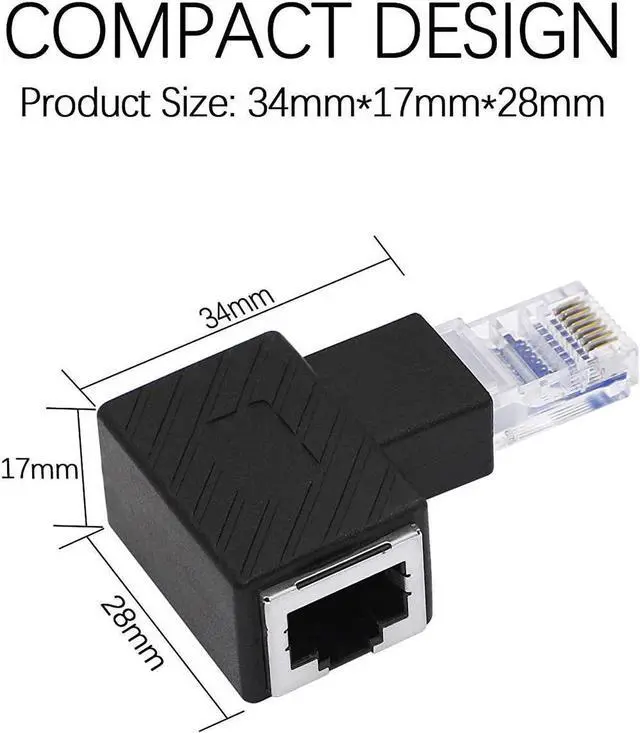 Alt view image 3 of 5 - Cat5e/Cat6 RJ45 Ethernet Adapter2Pack 90 Degree Ethernet RJ45 / 8P8C Male to Female Right Angle Adapter Support Cat6 / Cat5e / Cat5 Standard LAN CableLeft