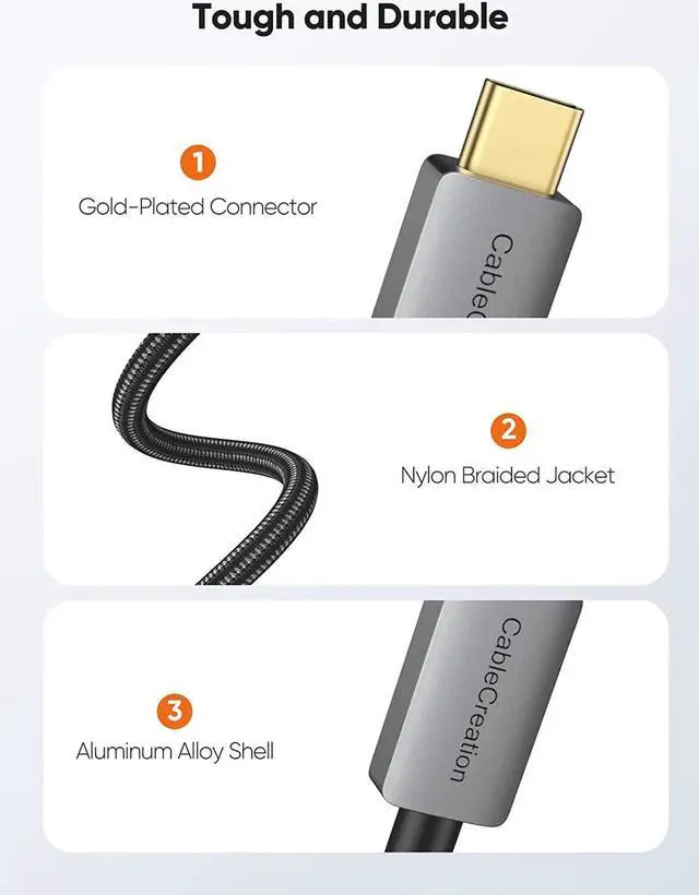 Alt view image 5 of 7 - USB C to DisplayPort Cable 6FT [8K@60Hz, 4K@144Hz, 2K@240Hz, HDR], Type-C to DP 1.4 Cord 32.4Gbps Compatible with Thunderbolt 3/4, Rift S, MacBook Pro/Air, XPS 13/15, Surface Pro