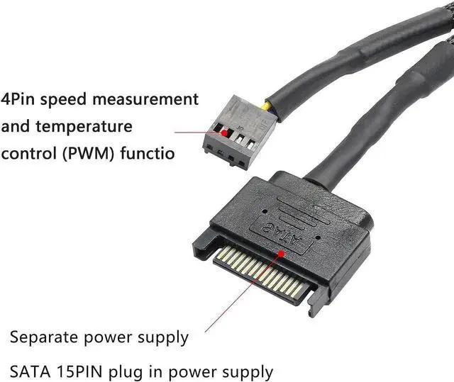 Alt view image 2 of 6 - SATA to 3 Pin 4 Pin PWM Fan Adapter Splitter Hub for 12V Desktop Computer Cooler Case Fans, 2 Pieces Packing