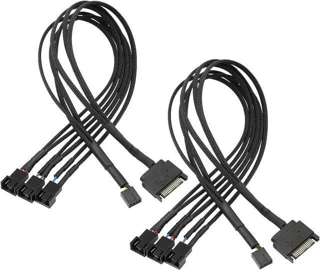 Main image of SATA to 3 Pin 4 Pin PWM Fan Adapter Splitter Hub for 12V Desktop Computer Cooler Case Fans, 2 Pieces Packing