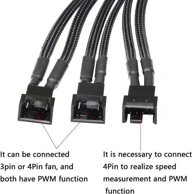 Alt view image 3 of 6 - SATA to 3 Pin 4 Pin PWM Fan Adapter Splitter Hub for 12V Desktop Computer Cooler Case Fans, 2 Pieces Packing