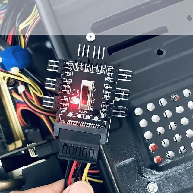 Alt view image 7 of 7 - Chassis Fan Hub, SATA 1 to 8 Way12V 3 PIN Cooling Fan Splitter Controller Hub 3 Pin PWM for PC Desktop Computer Motherboard(12V 3-Pin)