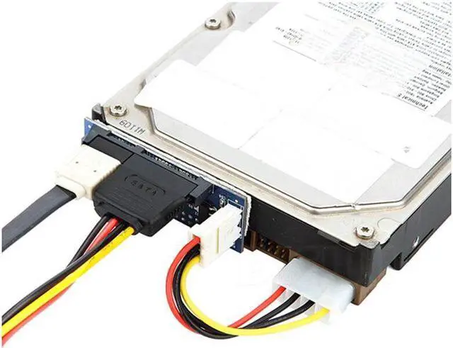 Alt view image 5 of 5 - 3.5" IDE to 2.5" 3.5" SATA HDD Adapter 40Pin IDE Male to 22pin SATA SSD Card with Molex 4Pin to floppy drive power supply cable