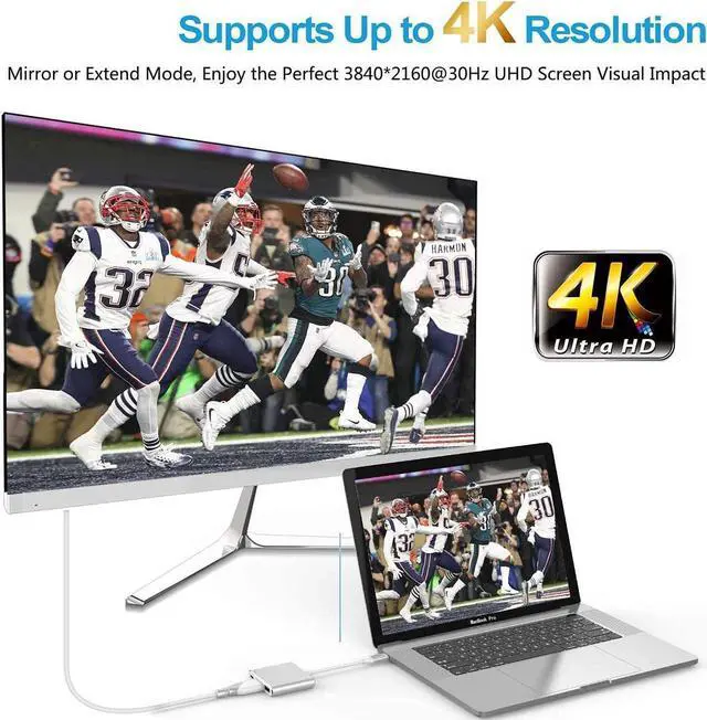 Alt view image 6 of 7 - USB C to HDMI Multiport Adapter USB 3.1 Gen 1 Thumderbolt 3 to HDMI 4K Video Converter/USB 3.0 Hub Port PD Quick Charging Port with Large Proj