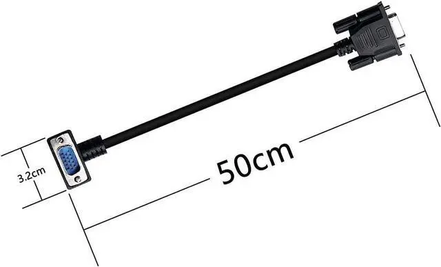 Alt view image 6 of 6 - 90 Degree VGA Cable Down Angle VGA Male to VGA Female Cable 1080P Full HD Computer Monitor Cable 0.5M (Down)