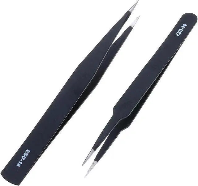 Alt view image 6 of 7 - 9 Pcs ESD Tweezer Anti-static Stainless Steel Precision Tweezers for Electronics Nail Beauty