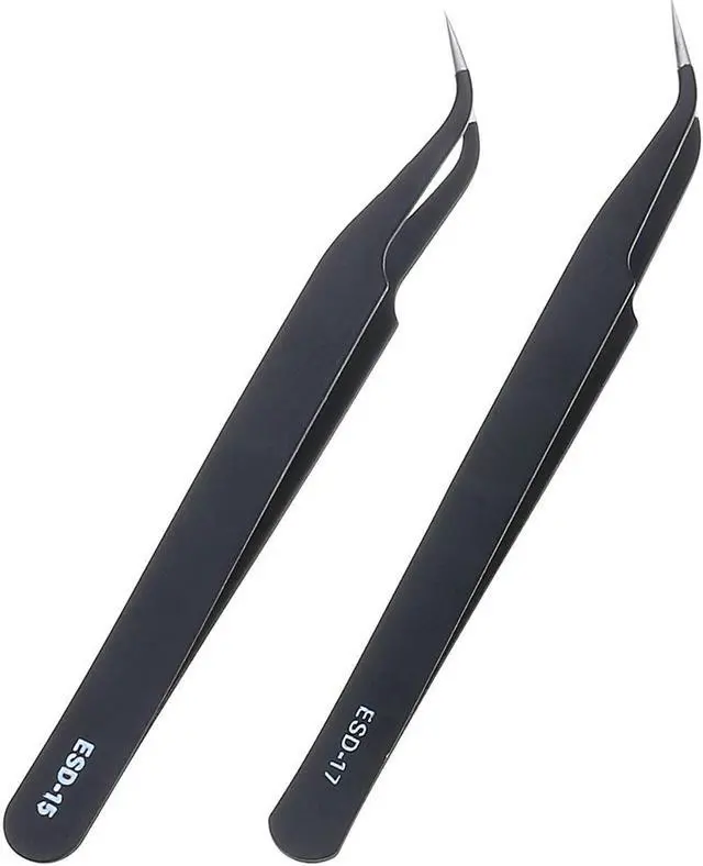 Alt view image 5 of 7 - 9 Pcs ESD Tweezer Anti-static Stainless Steel Precision Tweezers for Electronics Nail Beauty