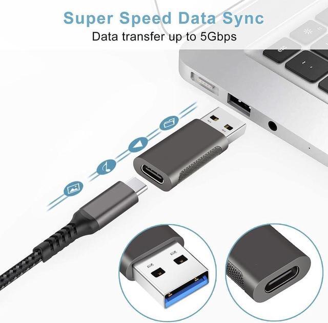 Alt view image 7 of 7 - Pack of 4 USB C to USB Adapters 2*USB-C to USB-A & 2*USB-A to USB-C Female Adapter Speed Data Transfer & Fast Charging for iPhone/PC//iPad/Laptop/etc USB to USB C Adapter (Pack of 4)