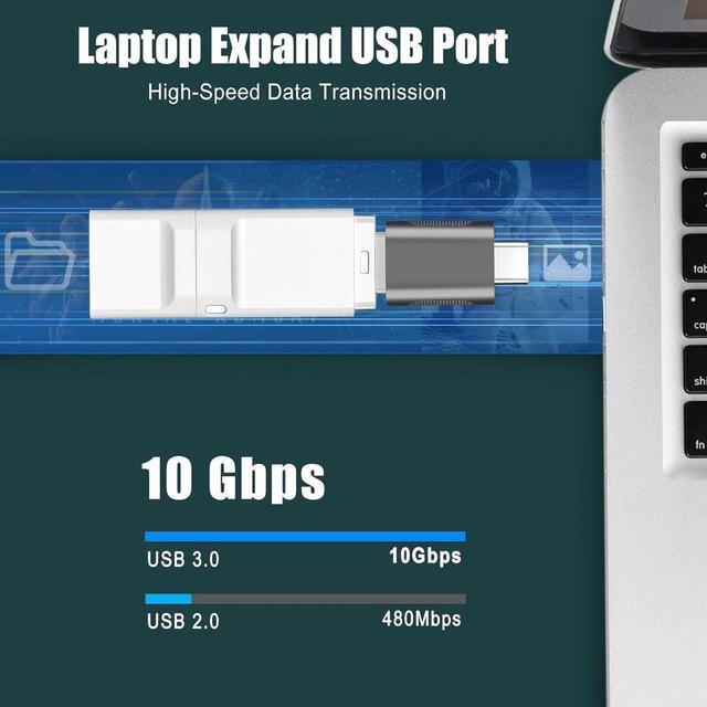 Alt view image 5 of 7 - Pack of 4 USB C to USB Adapters 2*USB-C to USB-A & 2*USB-A to USB-C Female Adapter Speed Data Transfer & Fast Charging for iPhone/PC//iPad/Laptop/etc USB to USB C Adapter (Pack of 4)