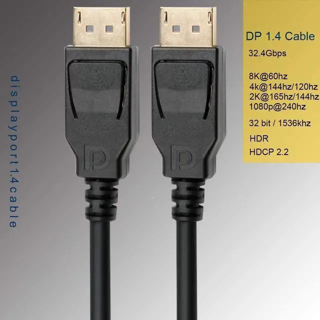 Alt view image 2 of 5 - 8K DisplayPort to DisplayPort 1.4 Cable DisplayPort Cable 6ft 2-Pack DP to DP Cable Cord with [1440P@144Hz 1080P@240Hz 4K@120Hz 8K@60Hz] & HDR Support -Gold
