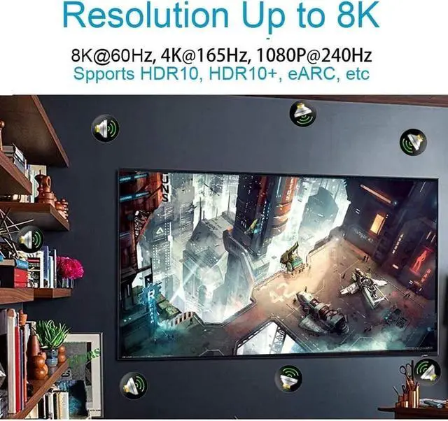 Alt view image 5 of 5 - 8K DisplayPort to DisplayPort 1.4 Cable DisplayPort Cable 6ft 2-Pack DP to DP Cable Cord with [1440P@144Hz 1080P@240Hz 4K@120Hz 8K@60Hz] & HDR Support -Gold