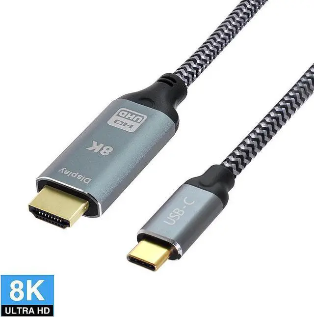 Alt view image 2 of 3 - Type-C USB4 USB-C Male Source to HDTV 2.0 Male Display 8K UHD 4K DP to HDTV Male Monitor Cable 1.8m 6ft