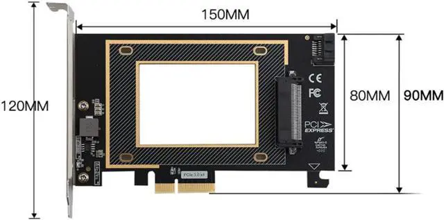 Alt view image 3 of 3 - PCIE Riser PCI Express X16 to U.2 SFF8639 Adapter NVMe SSD Expansion Card U.2 SAS SSD SATA 7+15 SSD 2.5-Inch Solid State