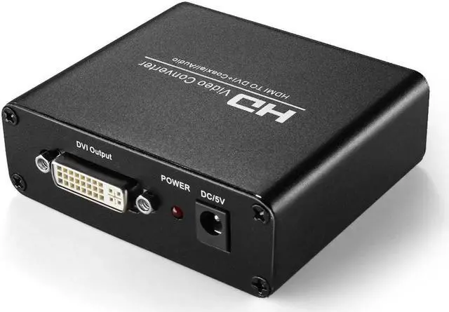 Alt view image 2 of 5 - HDMI to DVI Converter with Audio Out - HDMI to DVI Video Audio Adapter Sound Splitter to 3.5mm AUX Auxiliary / 2 RCA Stereo & Coaxial Output Jack Connector Plug, 1080P 720P, 5.1 & 2 Channel