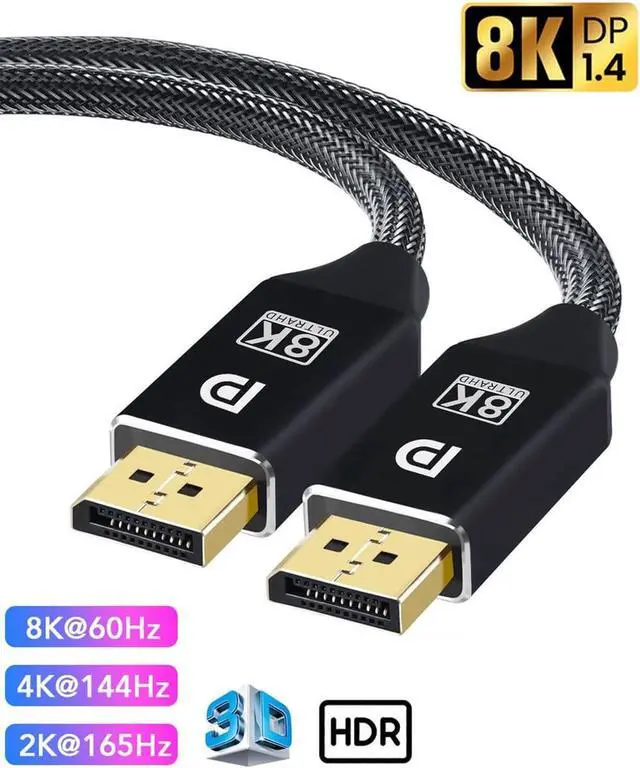 Main image of 8K DisplayPort Cable 1.4, DP Cable (8K@60Hz, 2K@240Hz, 4K@144Hz, 32.4Gbps)Display Port to Display Port Cable 1.4 (DP to DP Cable) Compatible with Gaming Laptop TV PC Computer Monitor-Blac,10 ft.
