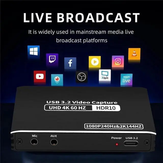 Alt view image 6 of 7 - 2K 144FPS Capture Card, Audio Video Capture Card with Microphone 4K HDMI Loop-Out, 4K 60fps Video Recorder for Gaming/Live Streaming/Video Conference, Works for Nintendo Switch/PS4/OBS/Camera/ PC