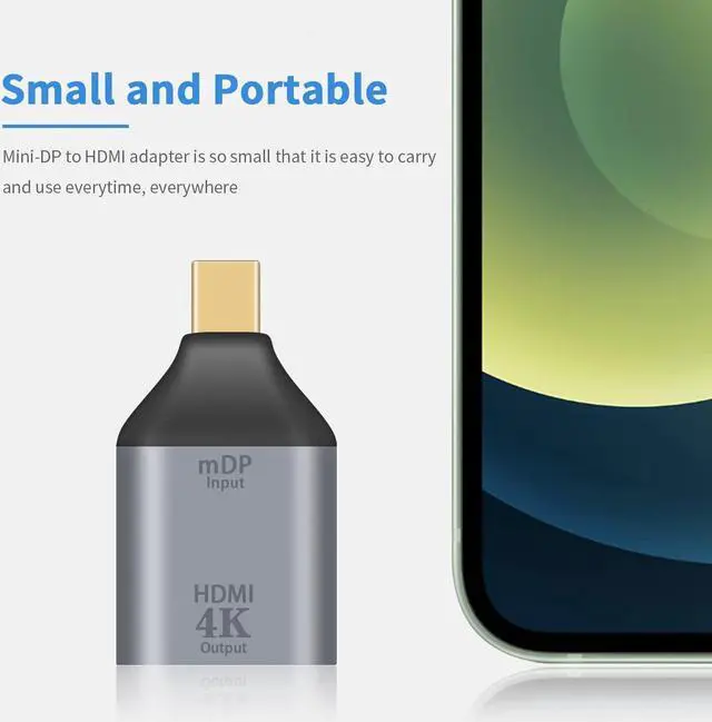 Alt view image 4 of 7 - Mini DisplayPort to HDMI Adapter 4K Mini DP to HDMI Adapter Male to Female Mini Display Port to HDMI Converter Gold Plated Adapter for MacBook Microsoft Surface Pro 2pack