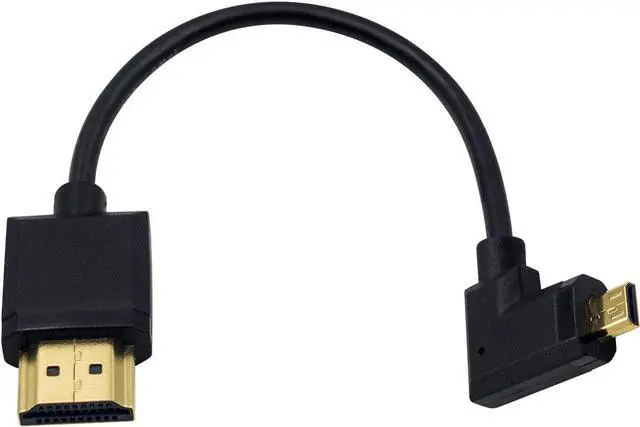 Main image of Micro HDMI to Standard HDMI Cable Micro HDMI to HDMI Adapter Cable Extreme Thin Right Angled Micro HDMI Male to HDMI Male Cable for 1080P 4K UltraHD 3D Ethernet (6 inch/ 15cm)