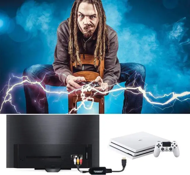 Alt view image 5 of 5 - HDMI to RCA Converter HDMI to RCA Cable Adapter 1080P HDMI to AV 3RCA CVBs Composite Video Audio Supports NTSC for PC Laptop HDTV DVD VHC VCR