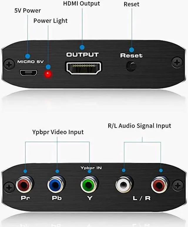 Alt view image 2 of 7 - Component to HDMI YPbPr to HDMI Converter 5RCA RGB to HDMI Converter Adapter Supports 1080P Video Audio Converter Adapter HDMI V14 for DVD PSP Xbox PS2 N64 to HDTV Monitor and Projector